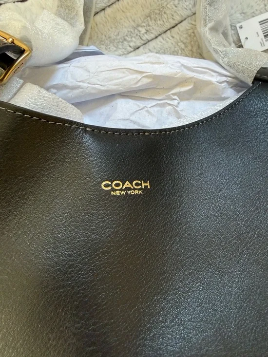 Coach Gramercy Tote Bag. Black Leather Tote with Gold Hardware - Picture 2 of 5